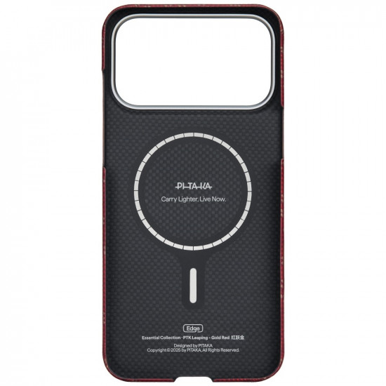 PITAKA Ultra-Slim Monogram MagSafe Case for iPhone 17 Pro Max Gold Red