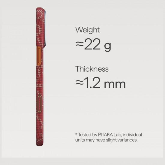 PITAKA Ultra-Slim Monogram MagSafe Case for iPhone 17 Pro Max Gold Red