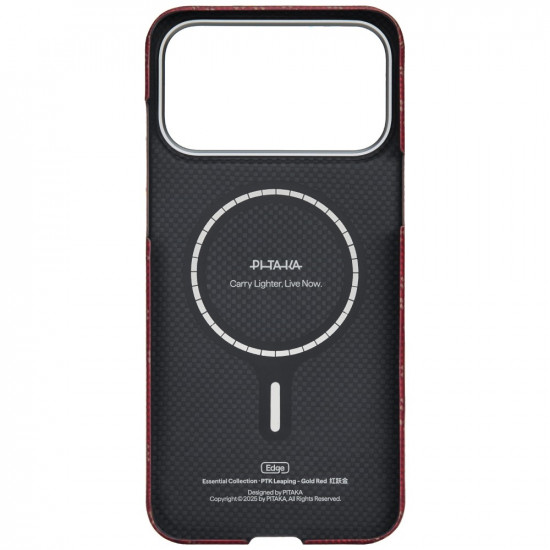 PITAKA Ultra-Slim Monogram MagSafe Case for iPhone 17 Pro Max Gold Red
