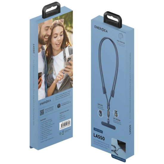 ENERGEA Lasso Lanyard Cable USB-C Phone Lanyard - USB-C 1.5m 240W Blue