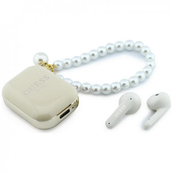 Earphones TWS Guess Pearl Strap beige Earphones TWS Guess Pearl Strap beige