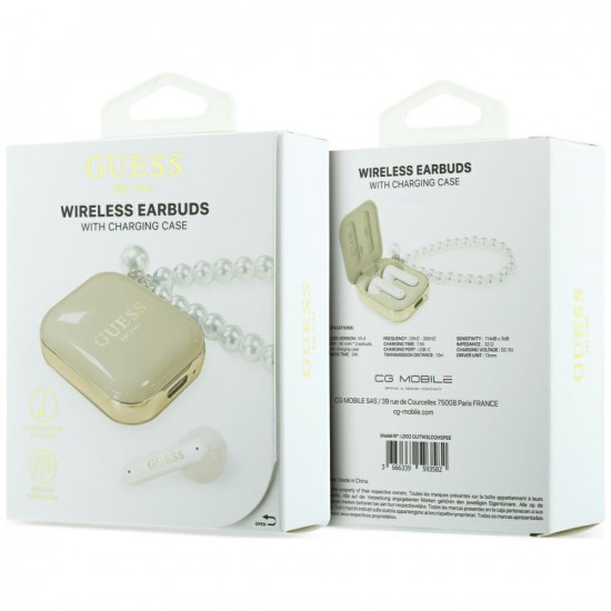 Earphones TWS Guess Pearl Strap beige Earphones TWS Guess Pearl Strap beige