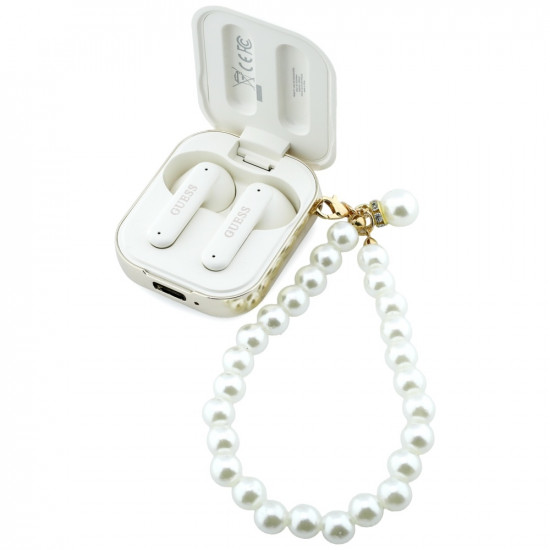 Earphones TWS Guess Pearl Strap white Earphones TWS Guess Pearl Strap white