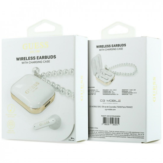 Earphones TWS Guess Pearl Strap white Earphones TWS Guess Pearl Strap white