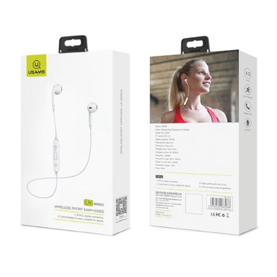 USAMS LNSeries Bluetooth Stereo Headphones White BHULN01