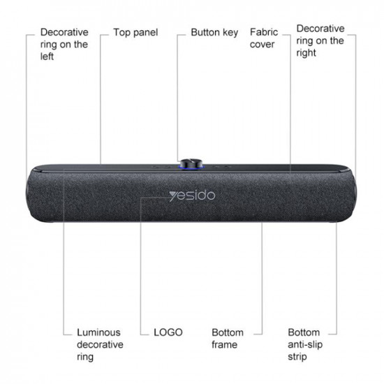 Yesido Wireless Speaker (YSW42) Bluetooth 5.3, Type C, TF, 2000mAh, 20W Black