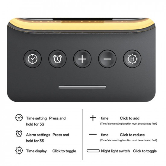 Yesido Wireless Charging Station (DS37) Fast Charge, for iPhone, AirPods, Earbuds, Soft Night Light, 25W Black