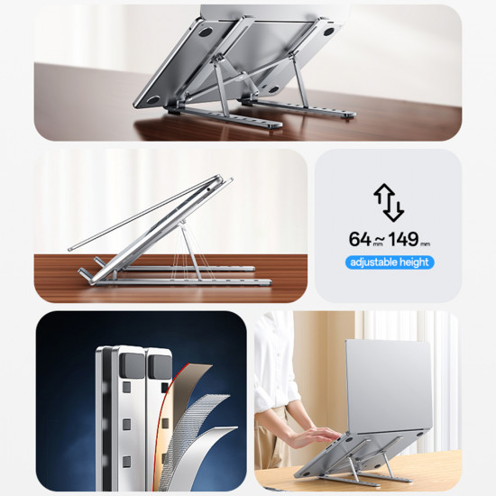 Yesido Laptop Holder (LP07) Stable & Secure Design, 7 Level Height Adjustment, Aluminum Alloy, for 13 20" Laptops Silver