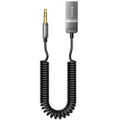 Yesido Audio Cable (YAU82) Bluetooth Car Player, USB to Jack 3.5mm, Coil Design, Nylon Braided, 1.4m Black