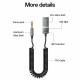 Yesido Audio Cable (YAU82) Bluetooth Car Player, USB to Jack 3.5mm, Coil Design, Nylon Braided, 1.4m Black