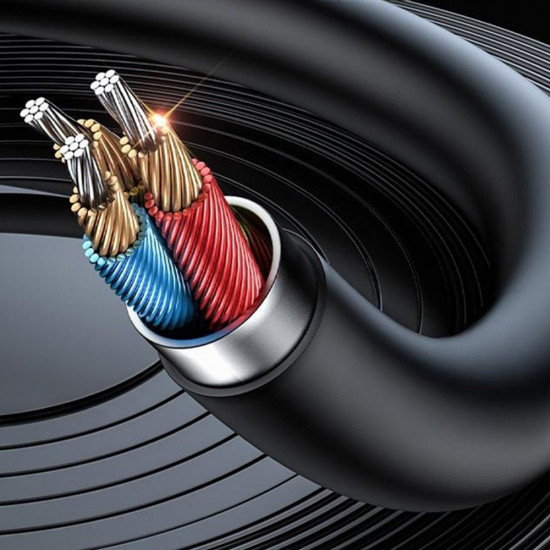 Yesido Audio Cable (YAU82) Bluetooth Car Player, USB to Jack 3.5mm, Coil Design, Nylon Braided, 1.4m Black