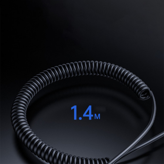 Yesido Audio Cable (YAU82) Bluetooth Car Player, USB to Jack 3.5mm, Coil Design, Nylon Braided, 1.4m Black