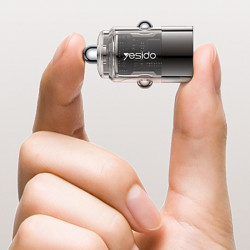 Yesido Hidden Car Charger (Y67) Type C, PD45W, Aluminum Alloy, Super Fast Charging Black Yesido Hidden Car Charger (Y67) Type C, PD45W, Aluminum Alloy, Super Fast Charging Black