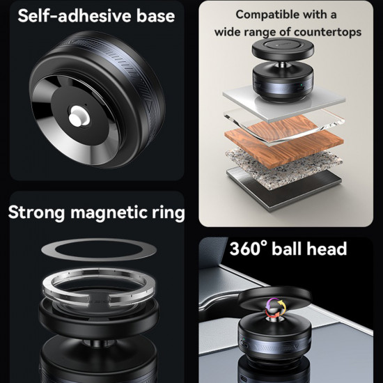 Yesido Car Holder (C224) for Dashboard, 360° Ball Head Black