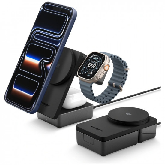 Spigen Essential EF323MQ 3-in-1 25W Qi2.2 MagSafe Wireless Charger Black