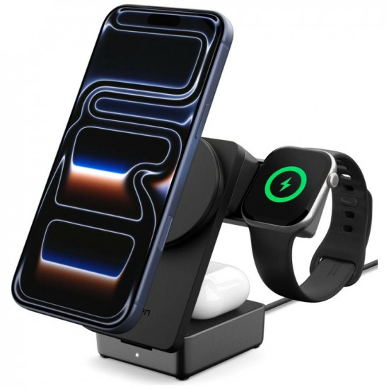 Spigen Essential EF323MQ 3-in-1 25W Qi2.2 MagSafe Wireless Charger Black