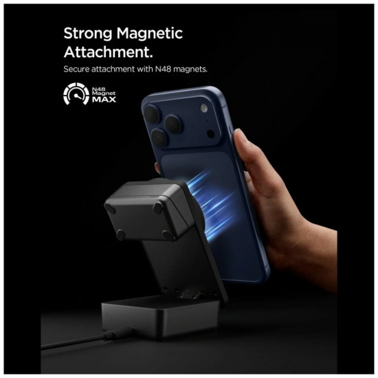 Spigen Essential EF323MQ 3-in-1 25W Qi2.2 MagSafe Wireless Charger Black
