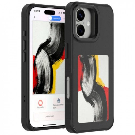 Case E-Ink 4smarts with NFC display Qi2 for iPhone 17 black