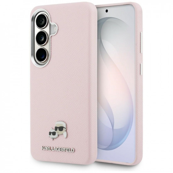 Case Karl Lagerfeld Saffiano KC Metal Logo MagSafe for Samsung Galaxy S26 Plus pink