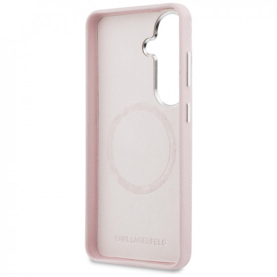 Case Karl Lagerfeld Saffiano KC Metal Logo MagSafe for Samsung Galaxy S26 Plus pink