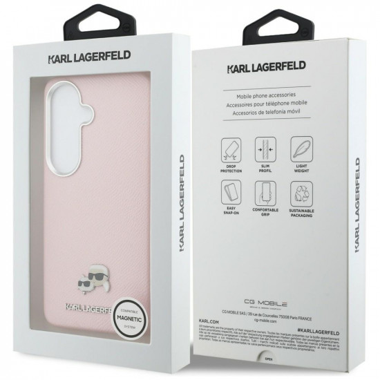 Case Karl Lagerfeld Saffiano KC Metal Logo MagSafe for Samsung Galaxy S26 Plus pink