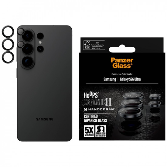 Tempered glass for camera lens PanzerGlass Hoops Ceramic II Lens Protector for Samsung Galaxy S26 Ul Tempered glass for camera lens PanzerGlass Hoops Ceramic II Lens Protector for Samsung Galaxy S26 Ul