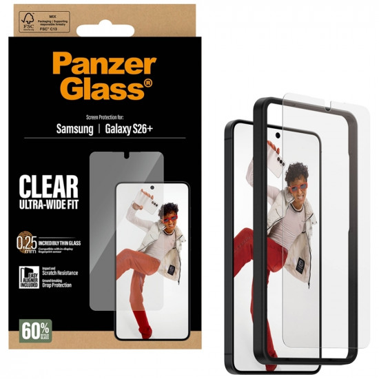 Tempered Glass PanzerGlass Ultra-Wide Fit EasyAligner for Samsung Galaxy S26+