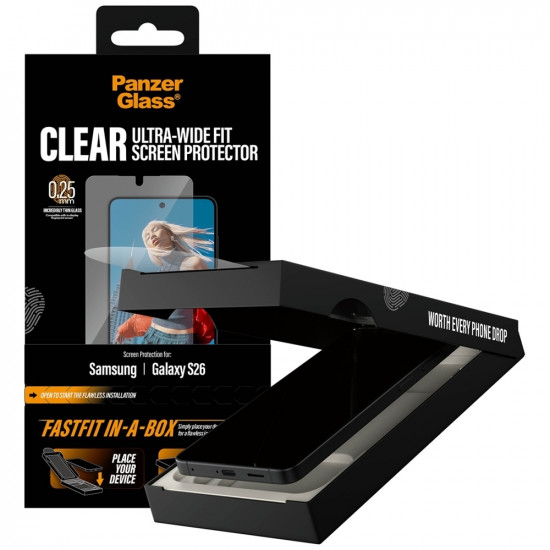 Tempered glass PanzerGlass Ultra-Wide Fit FastFit for Samsung Galaxy S26