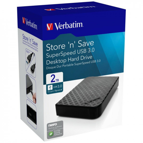 Verbatim HDD 2TB USB 3.0 External Store n Save black 47685 Verbatim HDD 2TB USB 3.0 External Store n Save black 47685