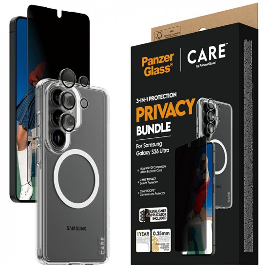 CARE by PanzerGlass Privacy 3-in-1 Protection Set Case + Glass + Lens for Samsung Galaxy S26 Ultra