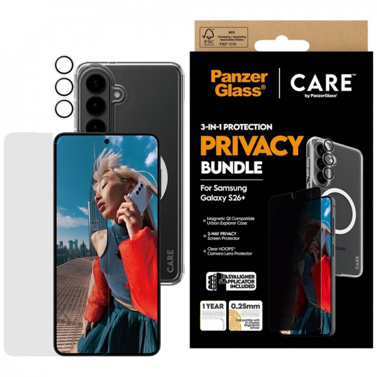 **CARE by PanzerGlass Protection Set Privacy 3-in-1 Case+Glass+Lens for Samsung Galaxy S26+**
