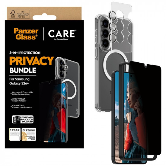 **CARE by PanzerGlass Protection Set Privacy 3-in-1 Case+Glass+Lens for Samsung Galaxy S26+**