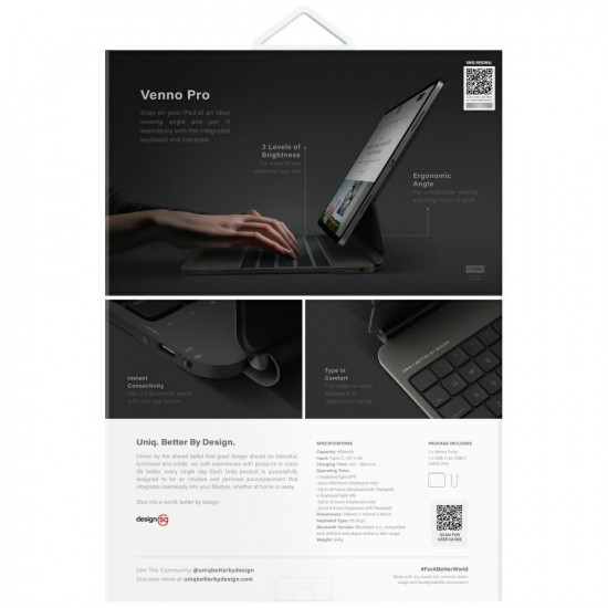 Case UNIQ Venno Pro Magnetic Smart with keyboard for iPad Air 11" (2024/25) | Air 10.9" (2022/20) bl
