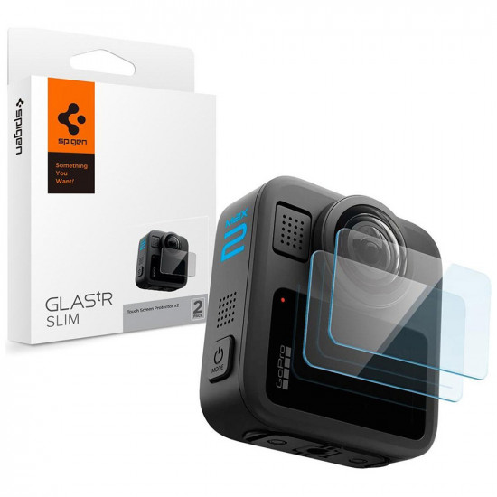 Spigen (2 pack) Glas.tR Slim, Back Screen (AGL11230) GoPro MAX 2 Clear