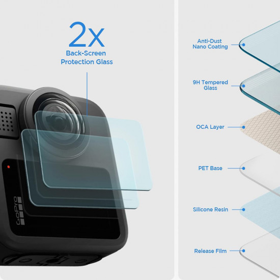 Spigen (2 pack) Glas.tR Slim, Back Screen (AGL11230) GoPro MAX 2 Clear