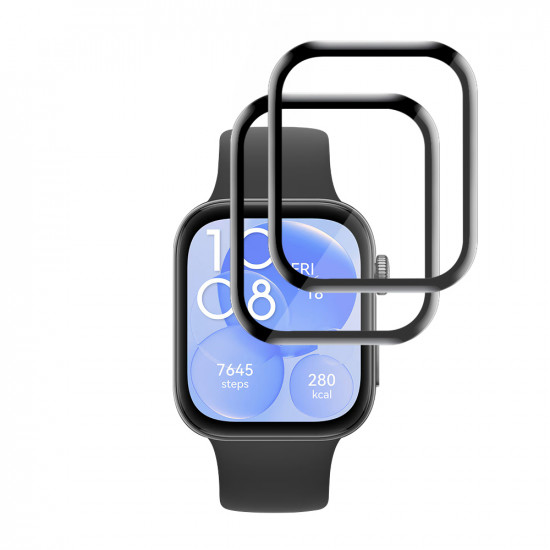 Techsuit Nano Flex (2 pack) Huawei Watch Fit 3 Black