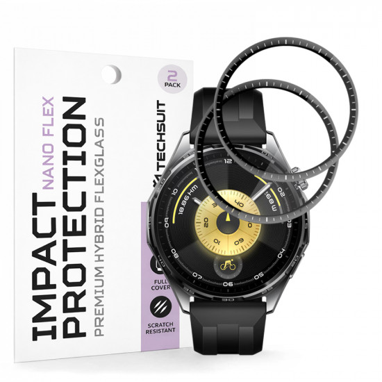 Techsuit Nano Flex (2 pack) Huawei Watch GT 6 46mm Black