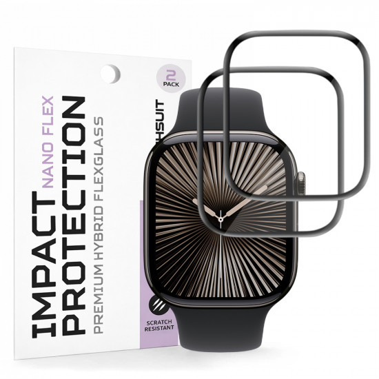 Techsuit Nano Flex (2 pack) Apple Watch 10 42mm / 11 42mm Black