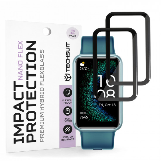 Techsuit Nano Flex (2 pack) Huawei Watch FIT SE Black