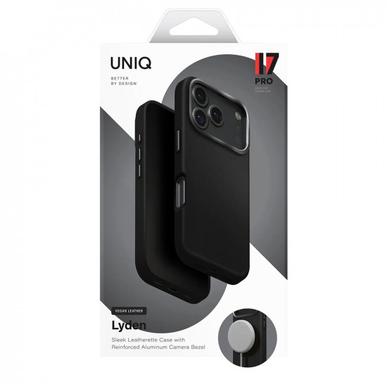 UNIQ Lyden Leatherette Case iPhone 17 Pro Max Black UNIQ Lyden Leatherette Case iPhone 17 Pro Max Black