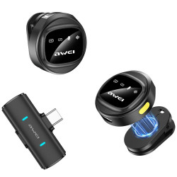 AWEI MK3 Duo Wireless Tie Microphone Black