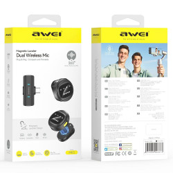 AWEI MK3 Duo Wireless Tie Microphone Black