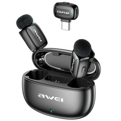 AWEI MK5 Duo Ai-Voice Wireless Tie Microphone Black