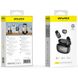 AWEI MK5 Duo Ai-Voice Wireless Tie Microphone Black