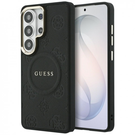Case Guess Saffiano Peony Embossed Ring MagSafe for Samsung Galaxy S26 Ultra black