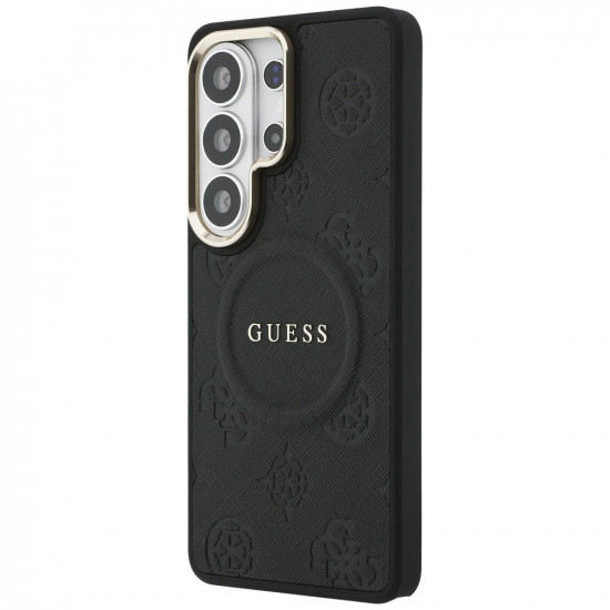Case Guess Saffiano Peony Embossed Ring MagSafe for Samsung Galaxy S26 Ultra black