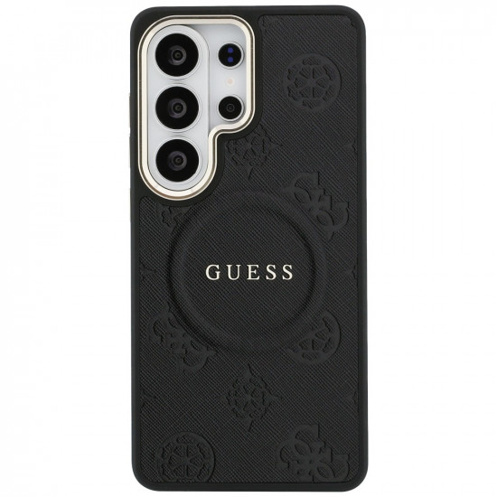 Case Guess Saffiano Peony Embossed Ring MagSafe for Samsung Galaxy S26 Ultra black