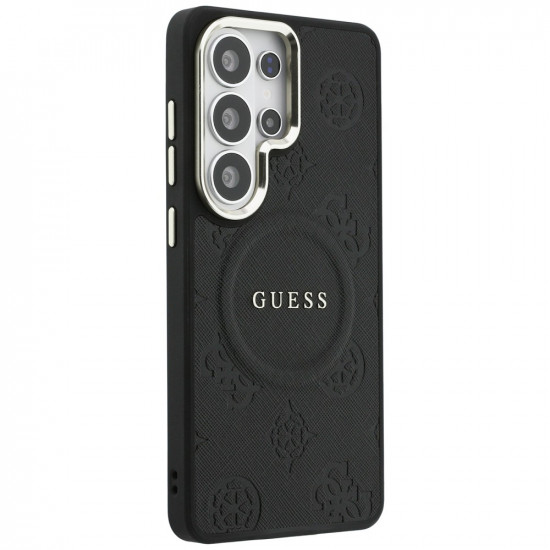 Case Guess Saffiano Peony Embossed Ring MagSafe for Samsung Galaxy S26 Ultra black