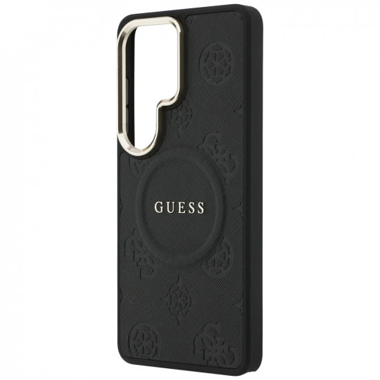 Case Guess Saffiano Peony Embossed Ring MagSafe for Samsung Galaxy S26 Ultra black