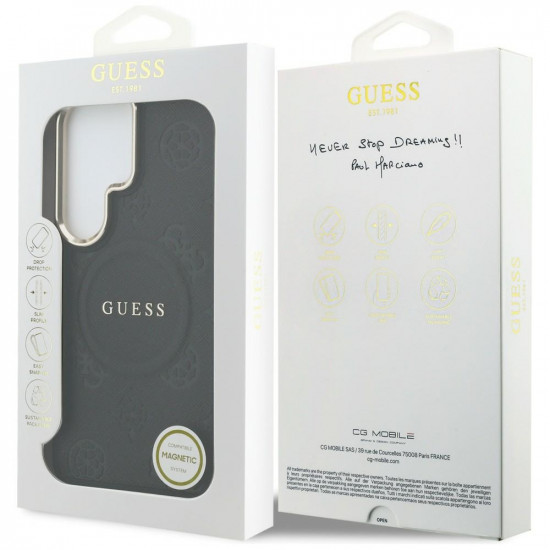 Case Guess Saffiano Peony Embossed Ring MagSafe for Samsung Galaxy S26 Ultra black